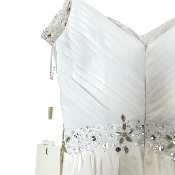 Jaeden | NWT Chiffon jeweled v-neck long beach wedding dress boho off sh… - Picture 11 of 14